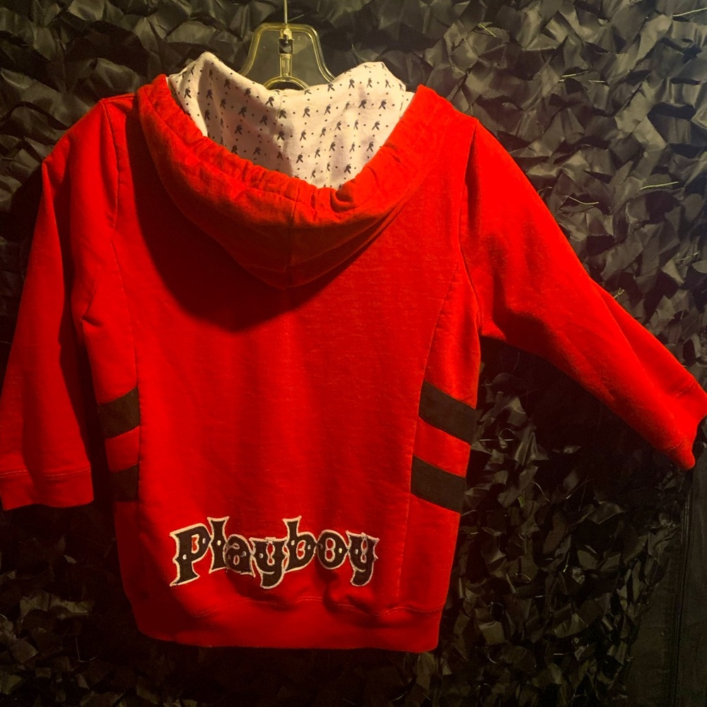 ⭐️SALE⭐️ Y2K RARE embroidered Playboy mini Hoodie w zipper pulley - Picture 2 of 8